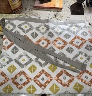 Split P Half Apron 36” X 32” Gray Orange Gold Diamond Print 100% Cotton New